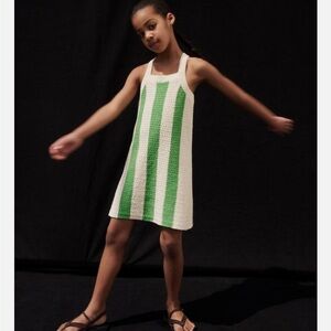 Zara Kids Dress with Green and White Stripes